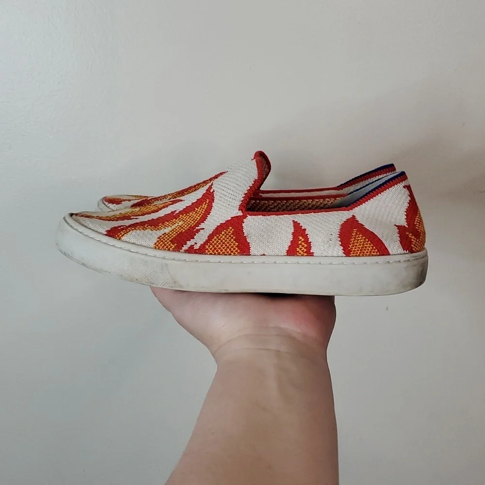 Rothy's Kids Flame Graphic Flats Size K3 White